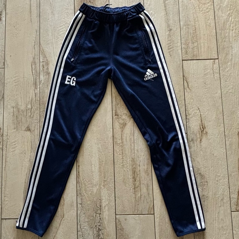 “Soccer pants” addidas stripped blue pants athletic pants with initials